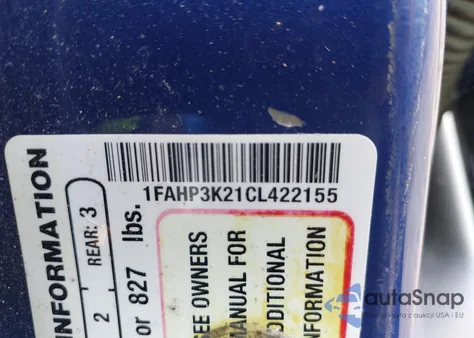 2012 Ford Focus Se from USA, damaged, VIN 1FAHP3K21CL422155